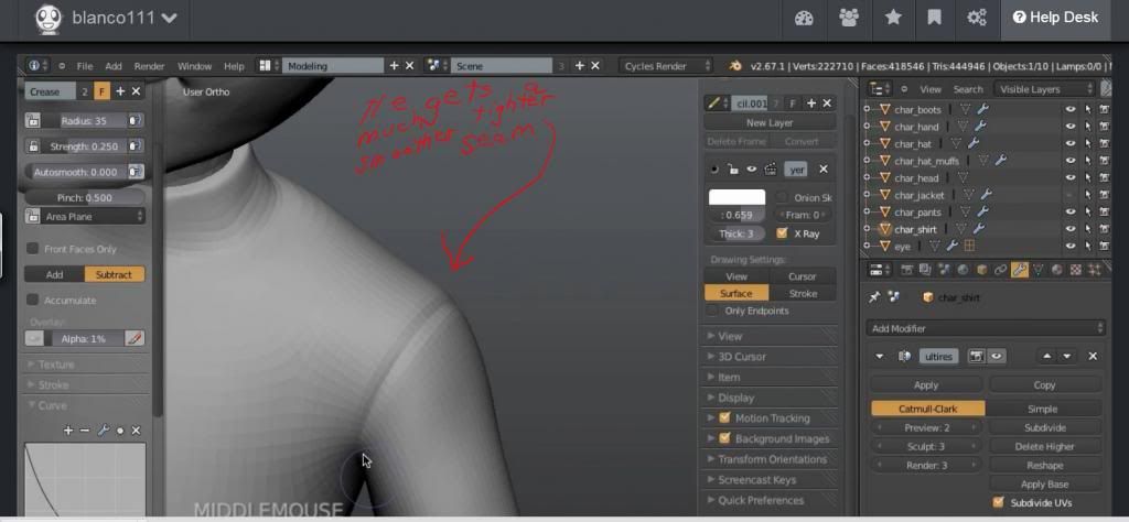 Can't Get A Crease Using The Crease Brush In Sculpting Multires Mode ...